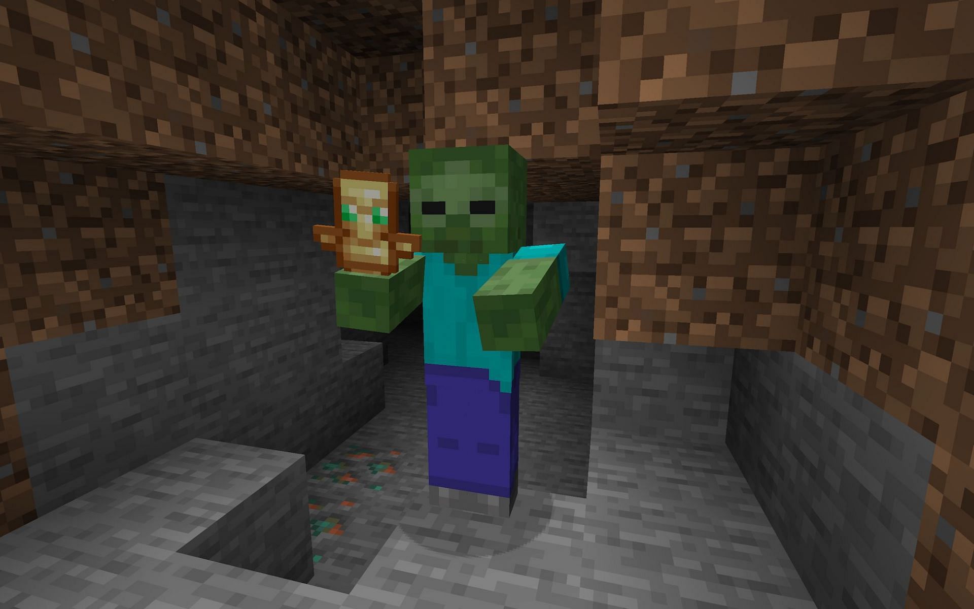 Zombie holding a totem of undying [Image via Mine]