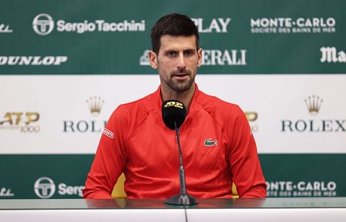 Novak Djokovic at a press conference ahead of the 2022 Rolex Monte-Carlo Masters