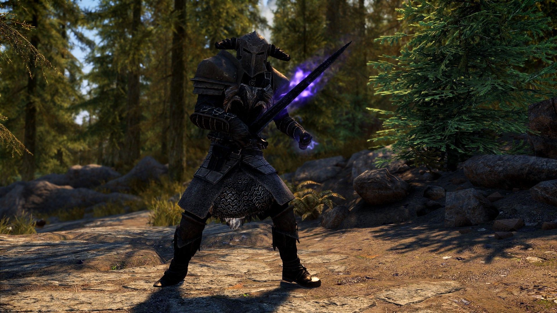 Death Knight uses two Skyrim major skills: conjuration and two-handed (Image via Nexusmods)
