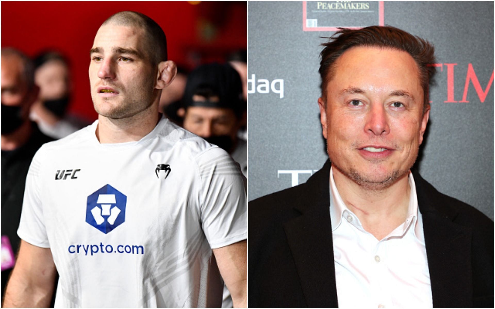 Sean Strickland (left), Elon Musk (right) [Photo Credits: Theo Wargo/Getty Images for TIME, Chris Unger/Zuffa LLC]