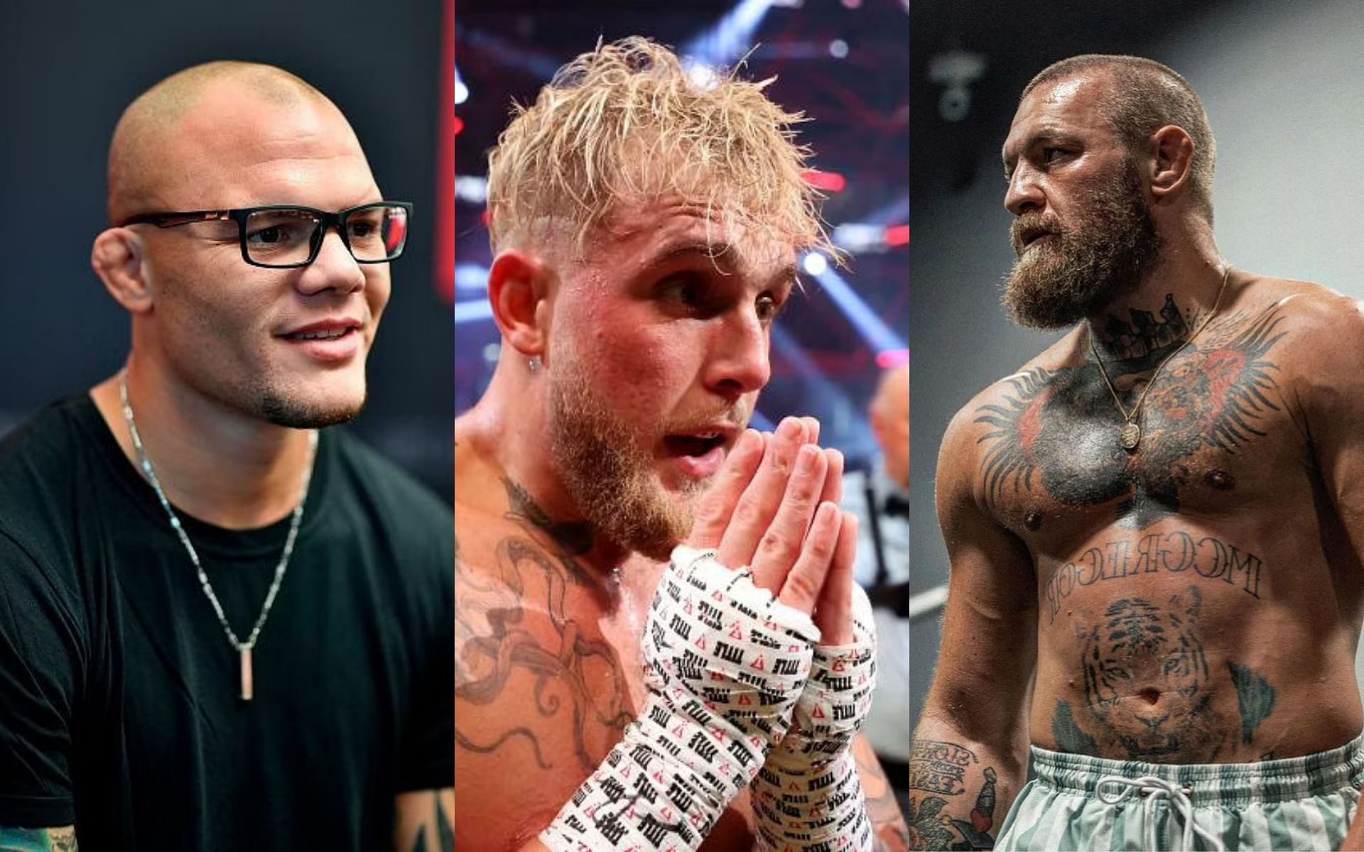 Anthony Smith, Jake Paul, and Conor McGregor (left to right)