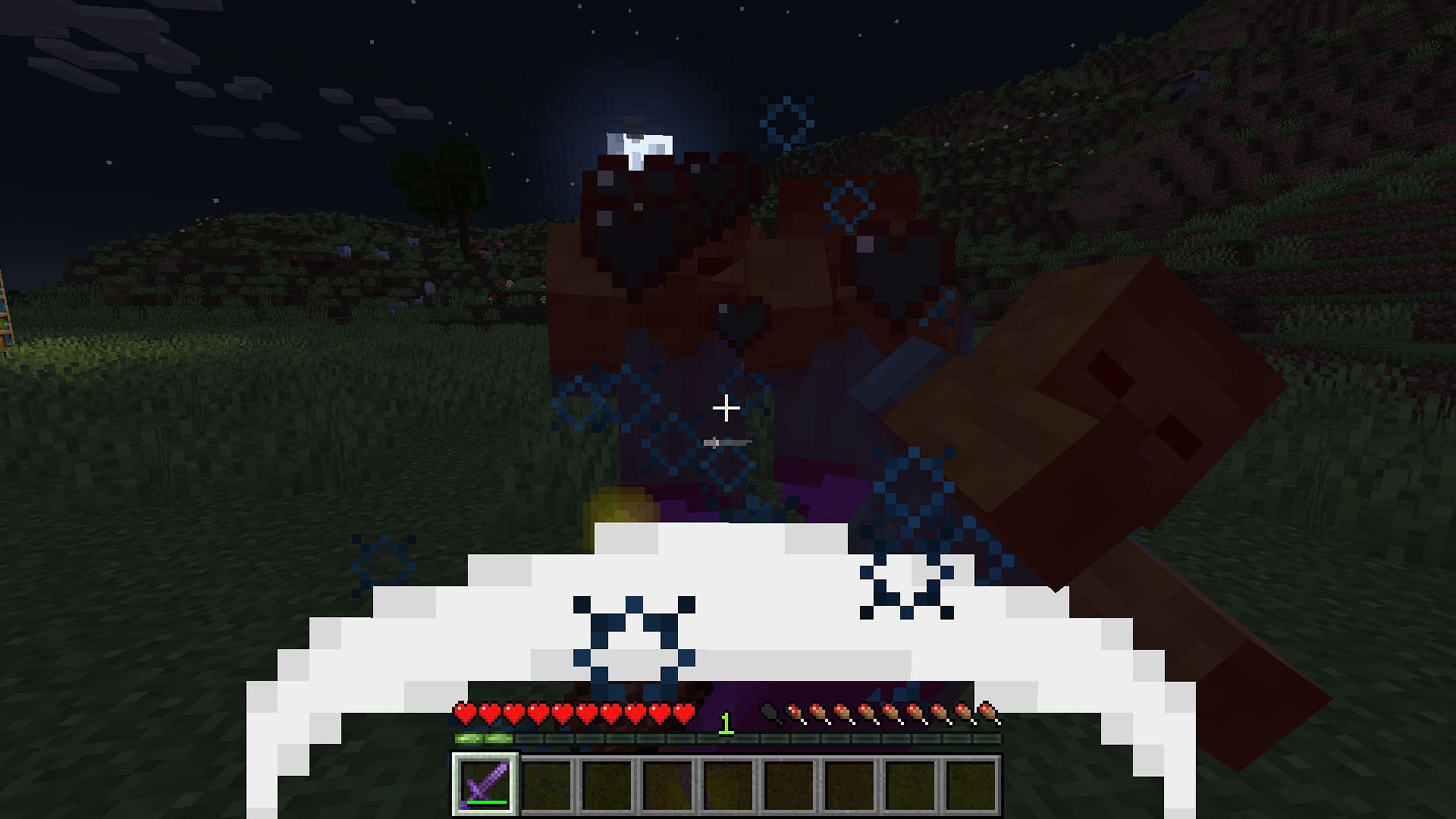 A player shots a zombie with Smite V (Image via Minecraft)