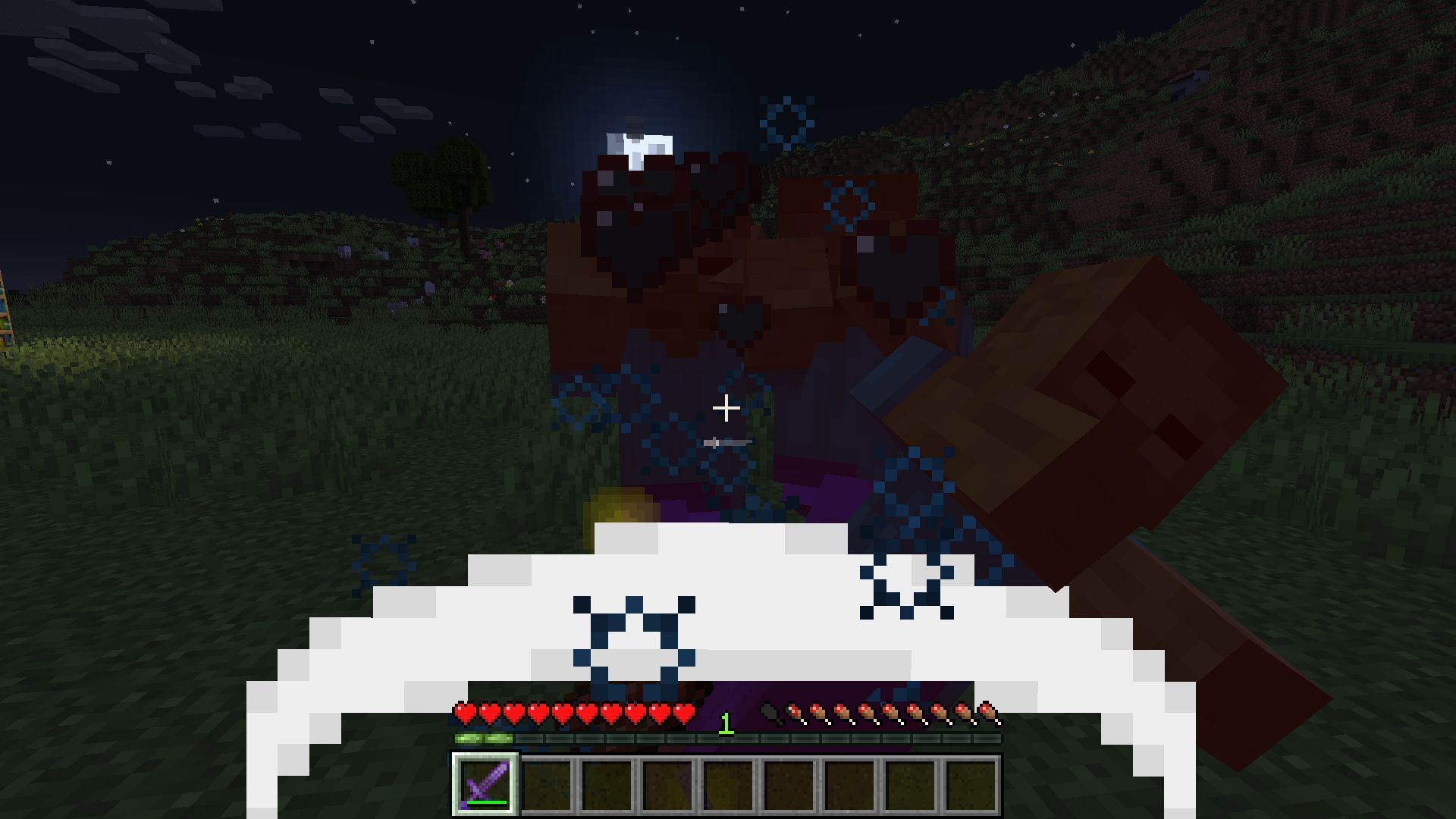 A player shots a zombie with Smite V (Image via Minecraft)