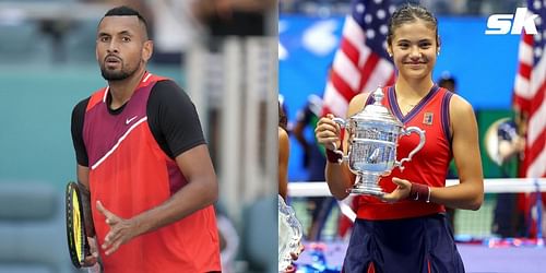 Nick Kyrgios (L) and Emma Raducanu