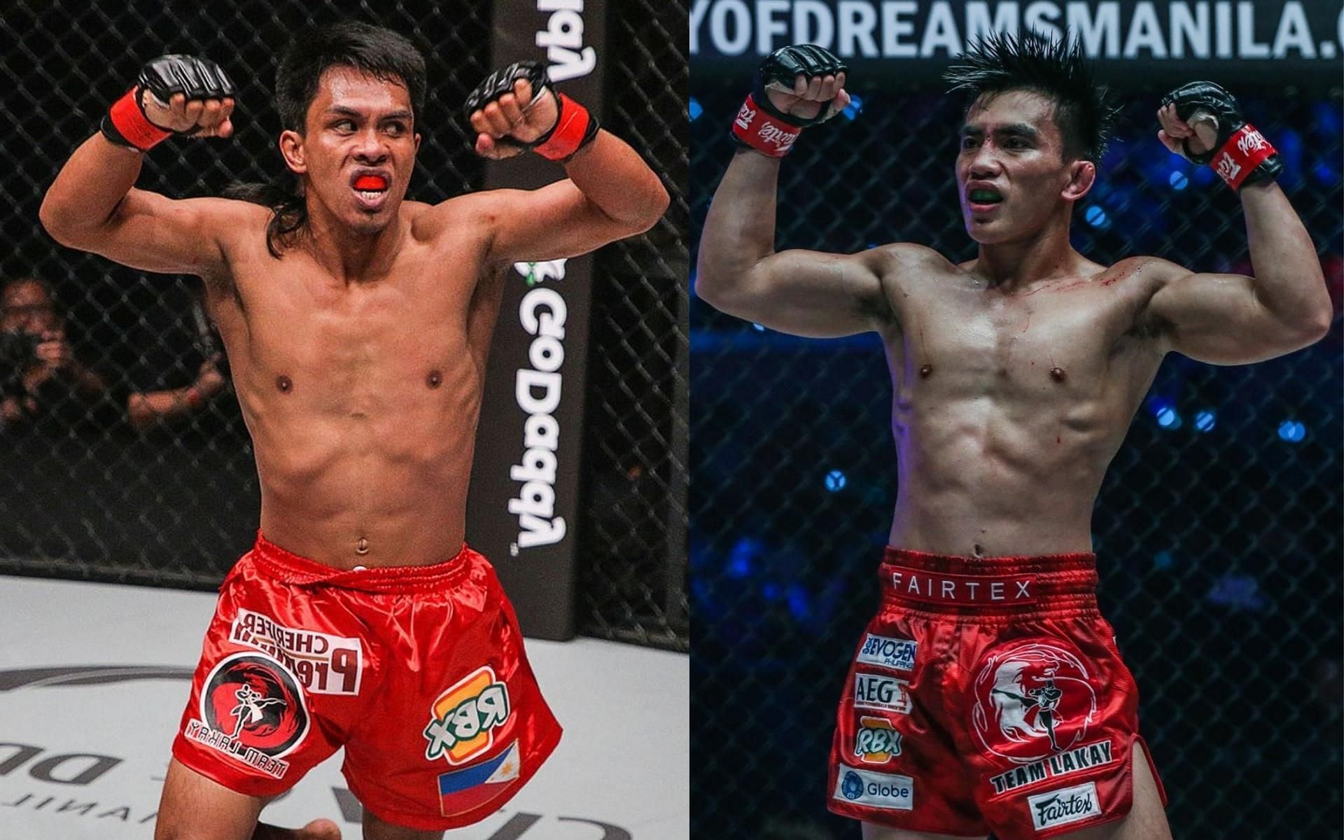 Former ONE bantamweight champion Kevin Belingon (left) and current ONE strawweight champion Joshua Pacio (right) sparred at Team Lakay. (Image courtesy of ONE Championship)