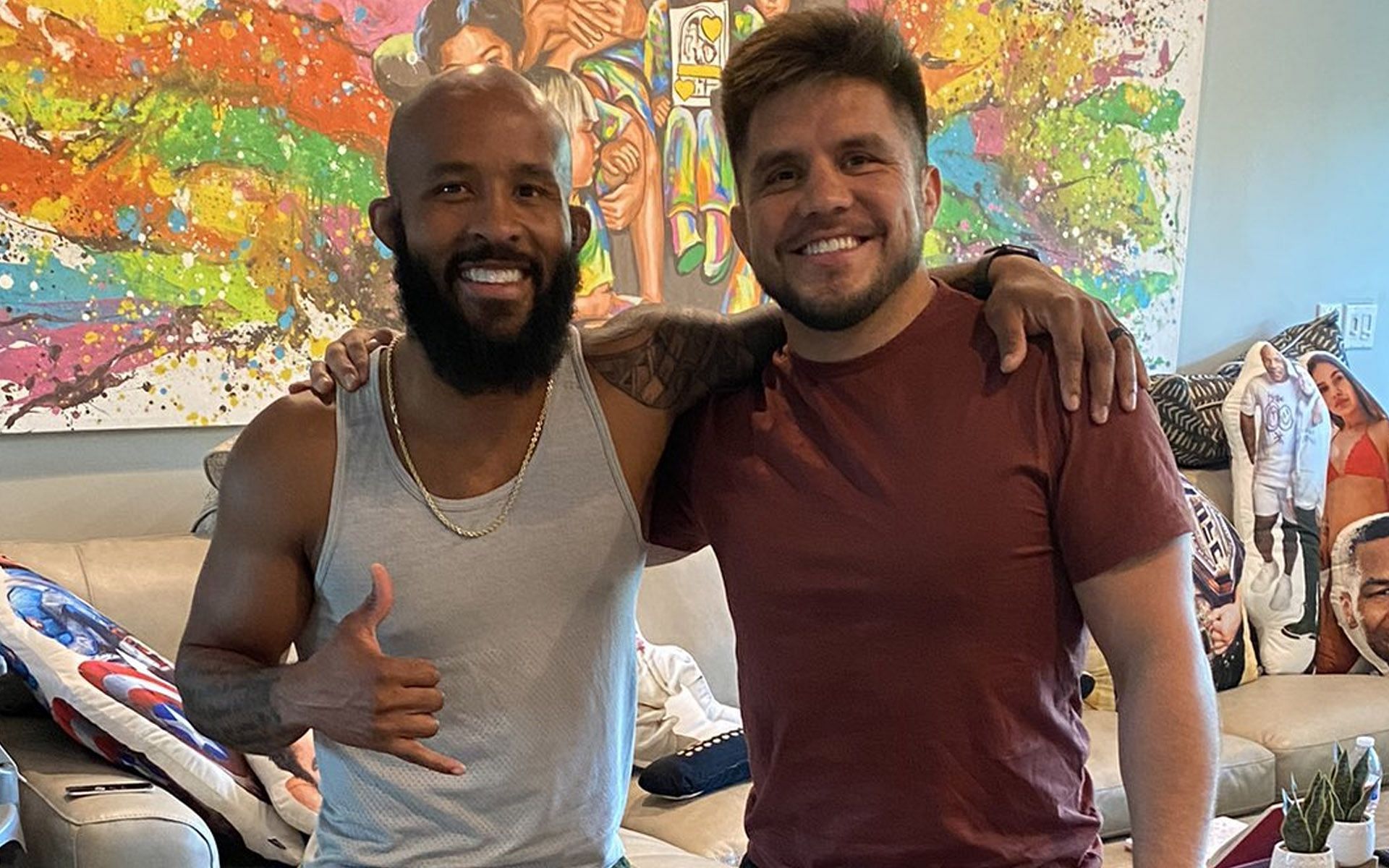 Demetrious Johnson (L) drops by &quot;the hacienda&quot; of Henry Cejudo (R) to look back at old times. [Photo: @HenryCejudo on Twitter]