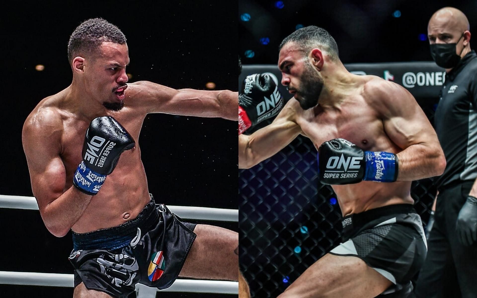 ONE lightweight kickboxing champion Regian Eersel (left) will defend his belt against Arian Sadikovic (right) in the main event of ONE 156. (Images courtesy of ONE Championship)