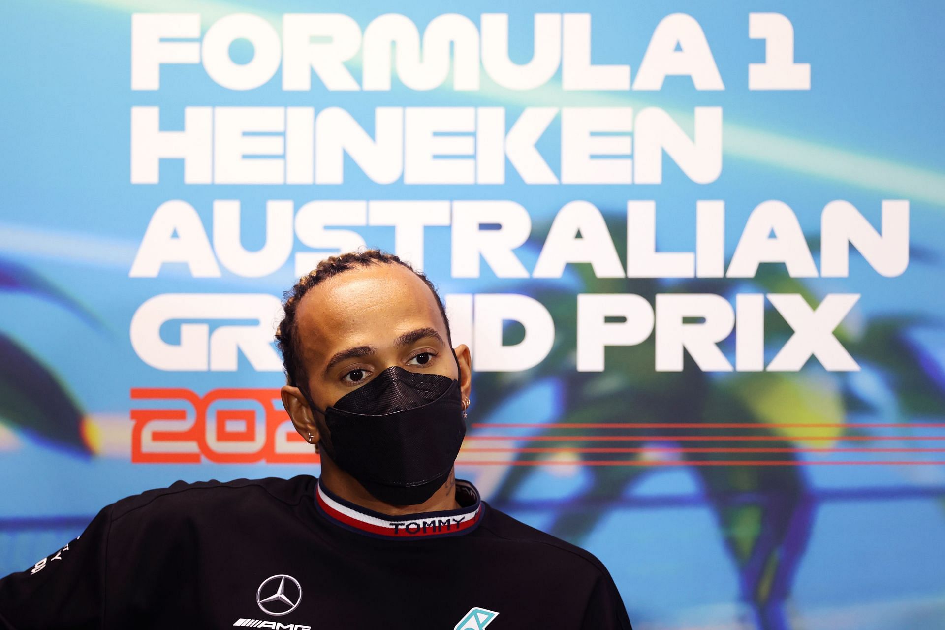 Lewis Hamilton talks in the Drivers&#039; Press Conference before practice ahead of the F1 Grand Prix of Australia (Photo by Robert Cianflone/Getty Images)