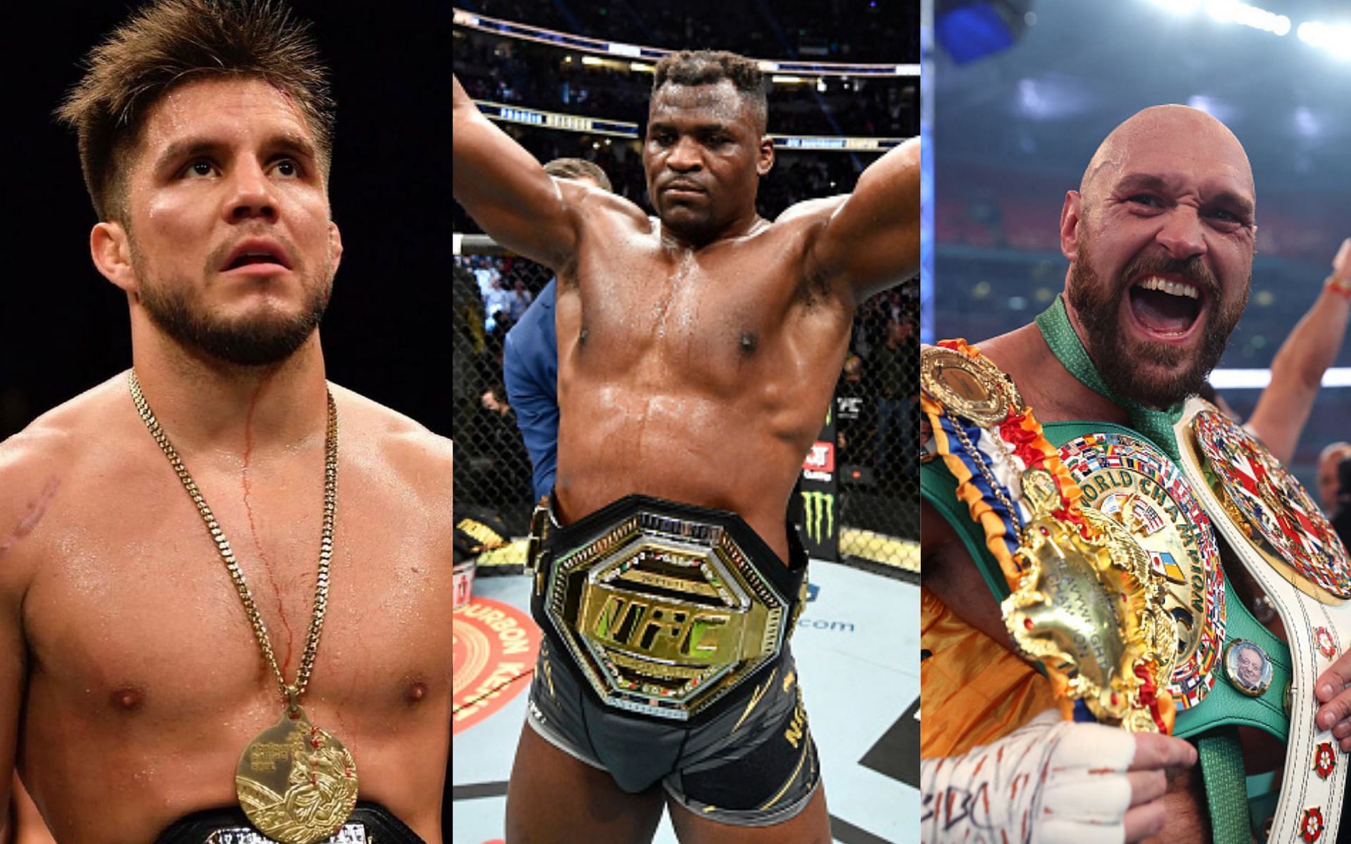 Henry Cejudo (left), Francis Ngannou (middle), Tyson Fury (right) [Images courtesy: Getty Images and @henry_cejudo via Instagram]