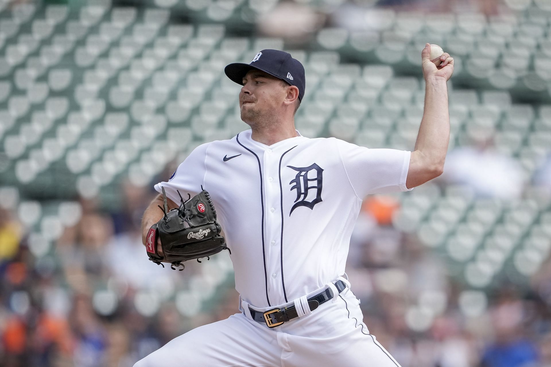 Tyler Alexander pitches earlier this year in a Colorado Rockies v Detroit Tigers game.