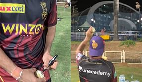 [WATCH] Ajinkya Rahane autographs ball for kids during KKR’s practice session for IPL 2022