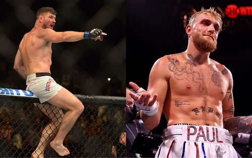 Michael Bisping (left), Jake Paul (right)