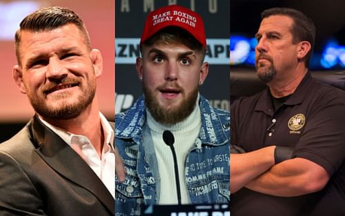 Michael Bisping (left); Jake Paul (center); John McCarthy (right)