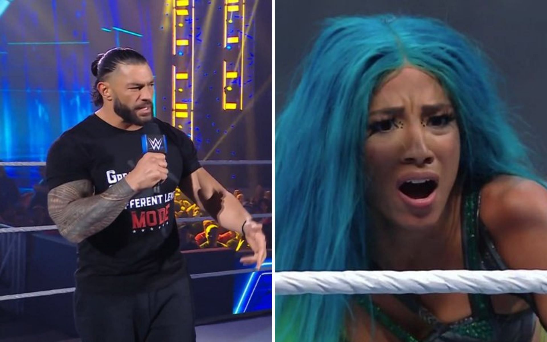 Roman Reigns (Left); Sasha Banks (Right)