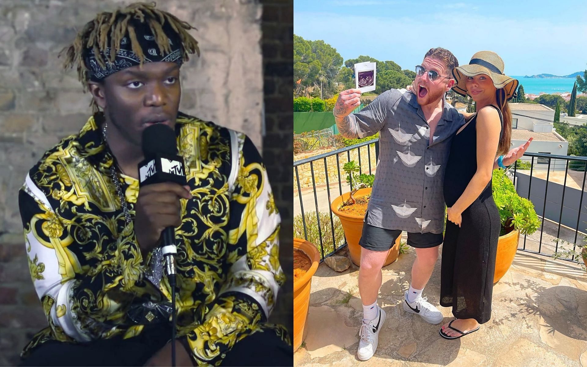 KSI (left) and Behzinga with his girlfriend Faith Louis (right)