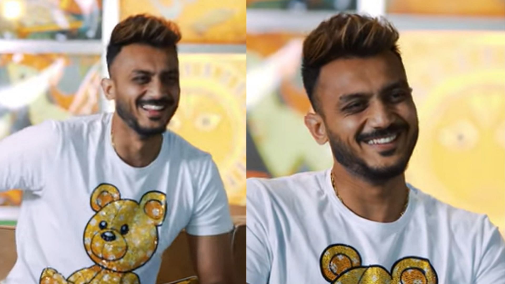 Axar Patel explained how his first name changed from &#039;Akshar&#039; to &#039;Axar&#039;. (P.C.:BwC YouTube)