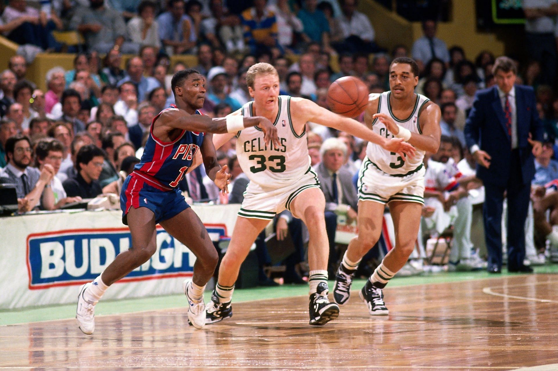Larry Bird caused Isiah Thomas and the Detroit Pistons several of their most painful playoff defeats. [Hoops Habit]