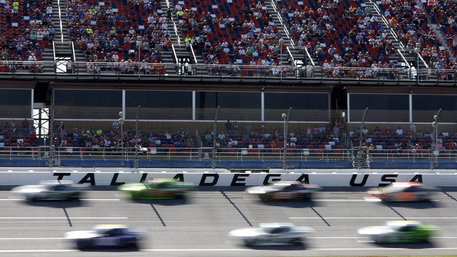 A general view of racing during the Xfinity Series Ag-Pro 300 at Talladega Superspeedway.