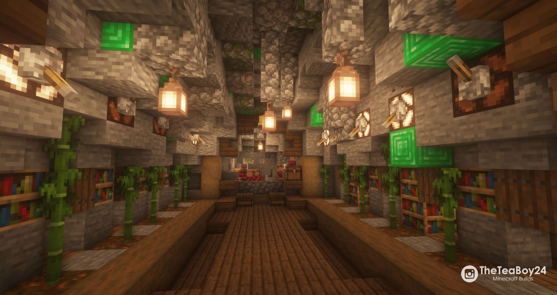 This trading hall includes natural elements while providing configurable windows (Image via TheTeaBoy24/Pinterest)