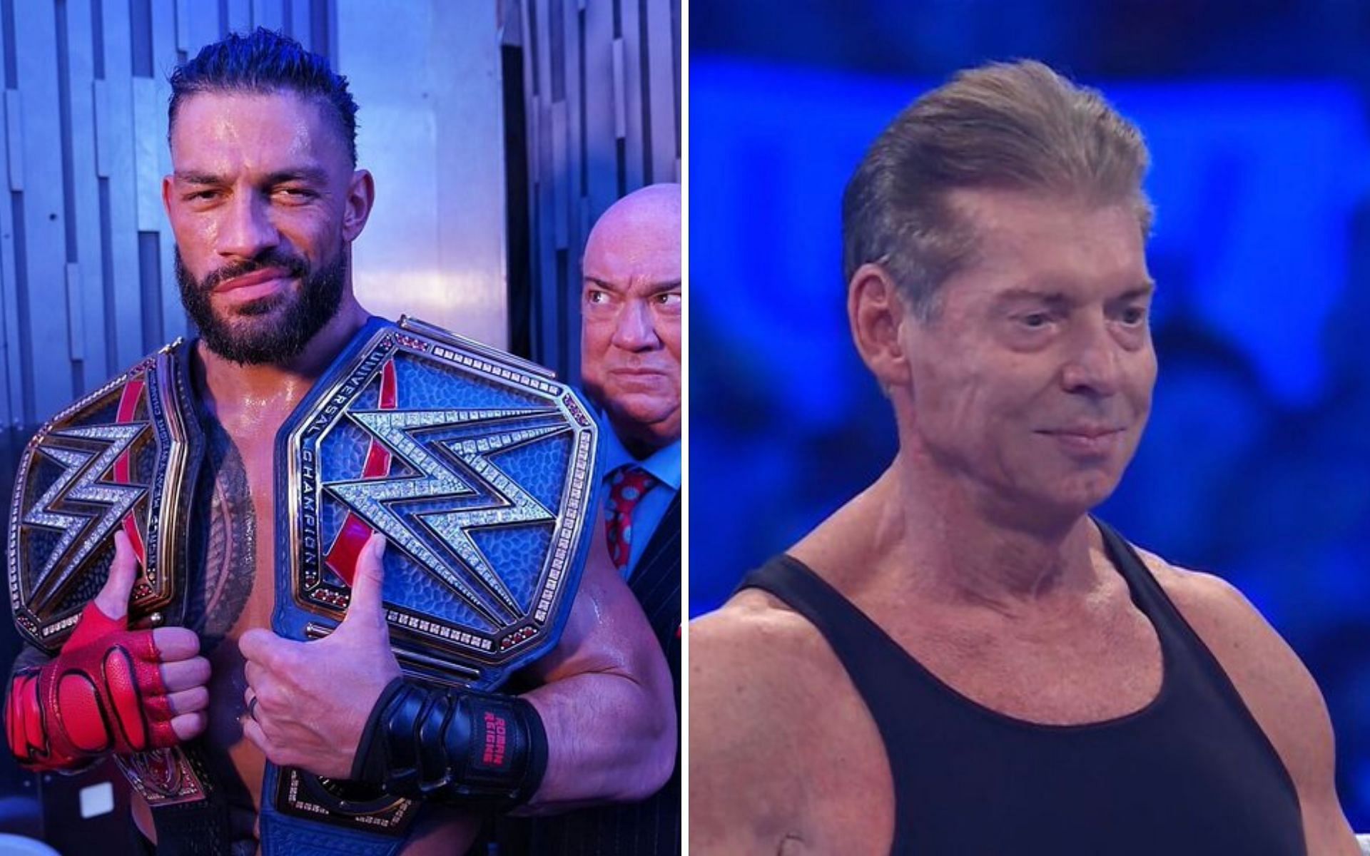 The undisputed World Champion (left); Vince McMahon wrestled in the co-main event (right)
