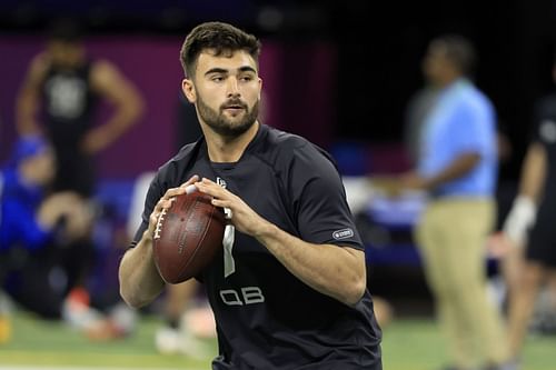 Sam Howell at the NFL Combine this past Spring