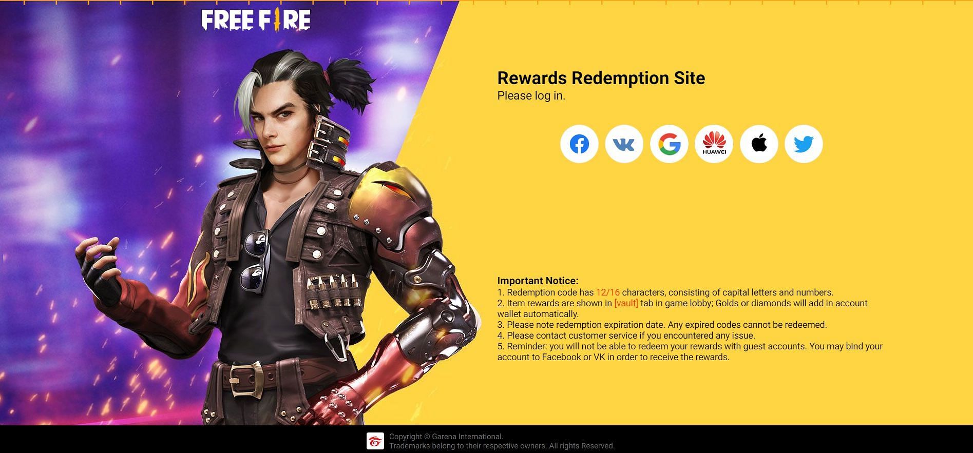 Only the valid/active redemption codes will work (Image via Garena)