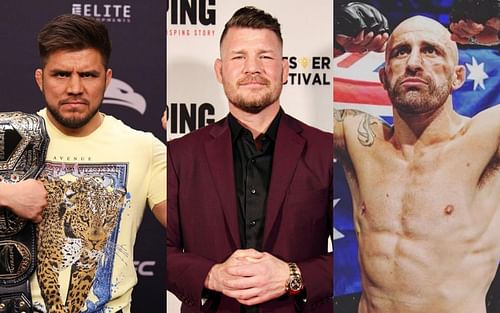 Henry Cejudo (Left), Michael Bisping (Center), Alexander Volkanovski (Right) (Images Courtesy: @henry_cejudo, @mikebisping and @alexvolkanovski via Instagram)