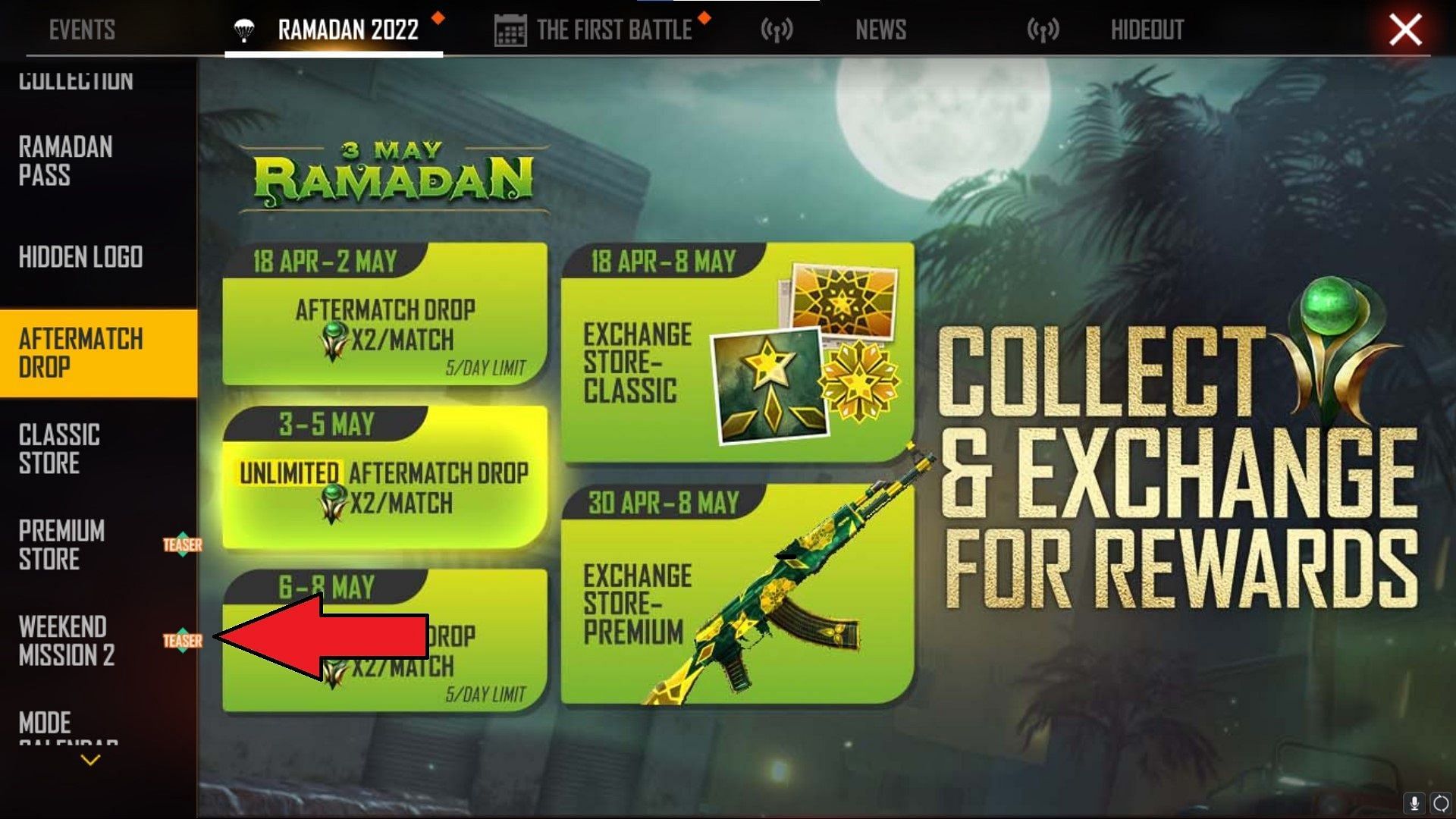 This is the event which the users will have to select (Image via Garena)