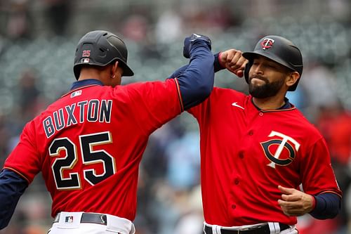 Minnesota Twins' Byron Buxton and Jose Godoy