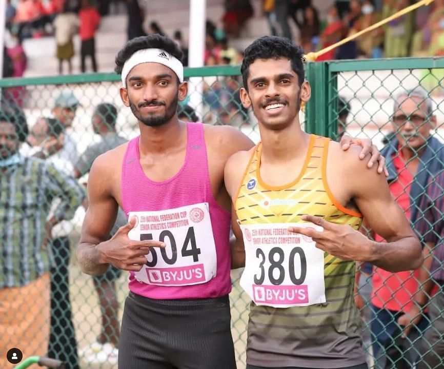 M Sreeshankar (left) and Jeswin Aldrin at the Federation Cup. (PC: AFI)