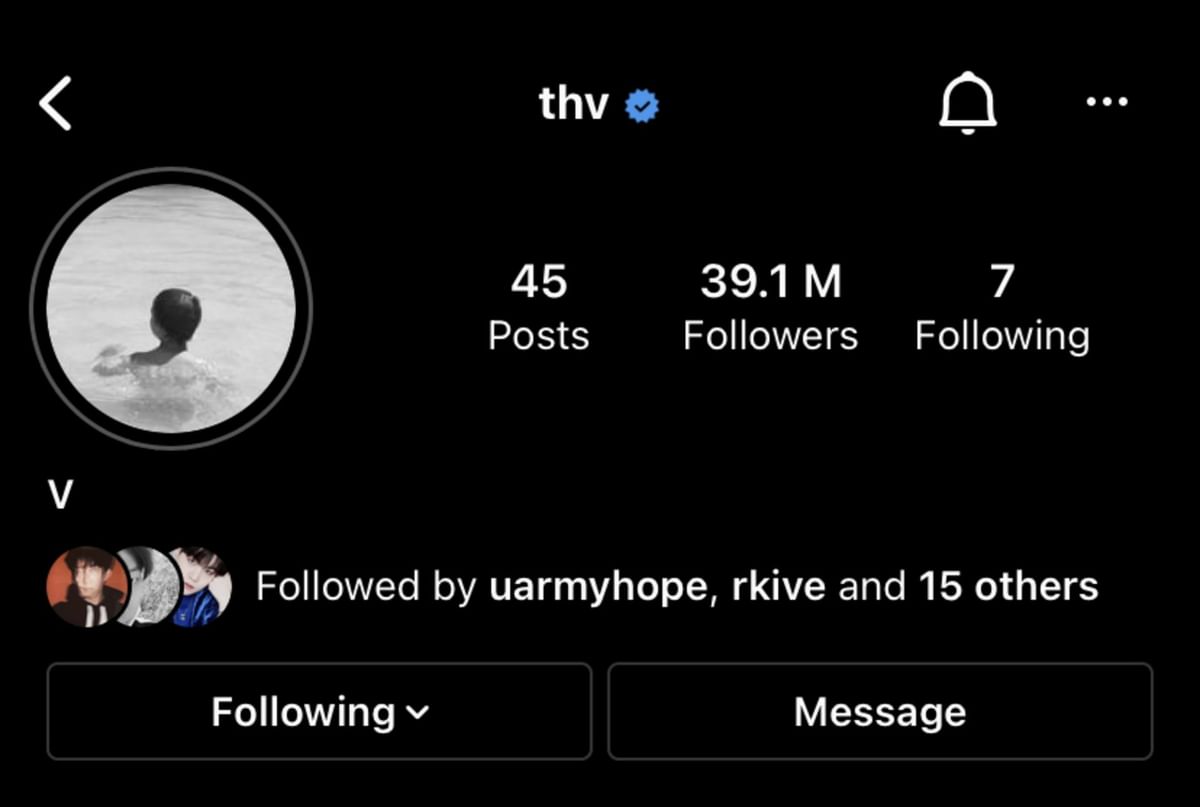 BTS' V gains over 500,000 followers on Instagram and a global