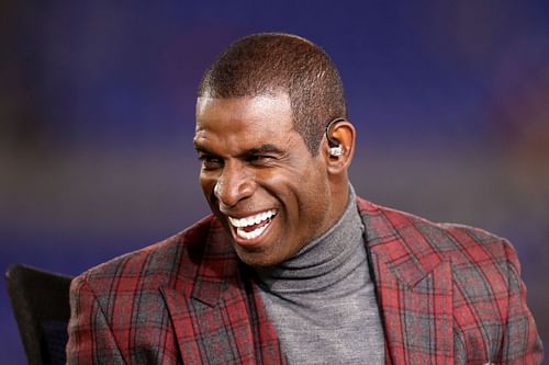 Network analyst Deion Sanders appears on set