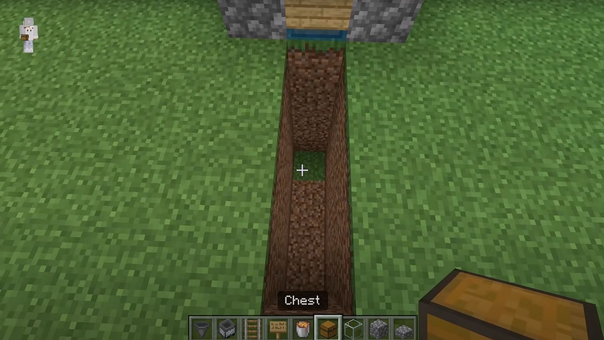 Players should dig a hole that is 4 blocks long and 4 blocks deep (Image via JC Playz/YouTube)