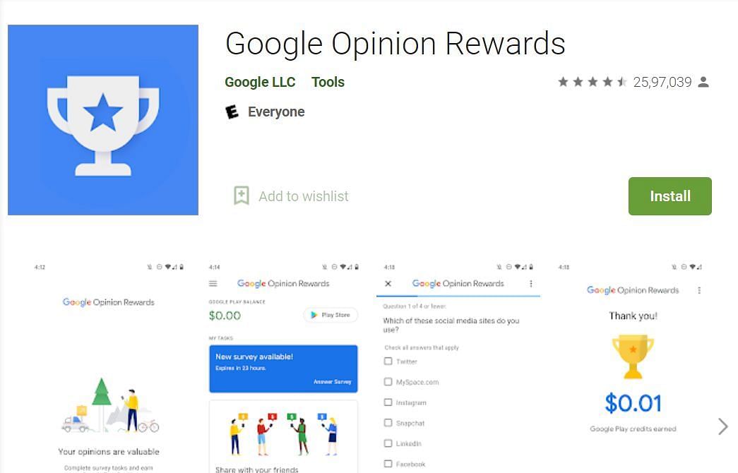 Google Opinion Rewards (Image via Google Play Store)