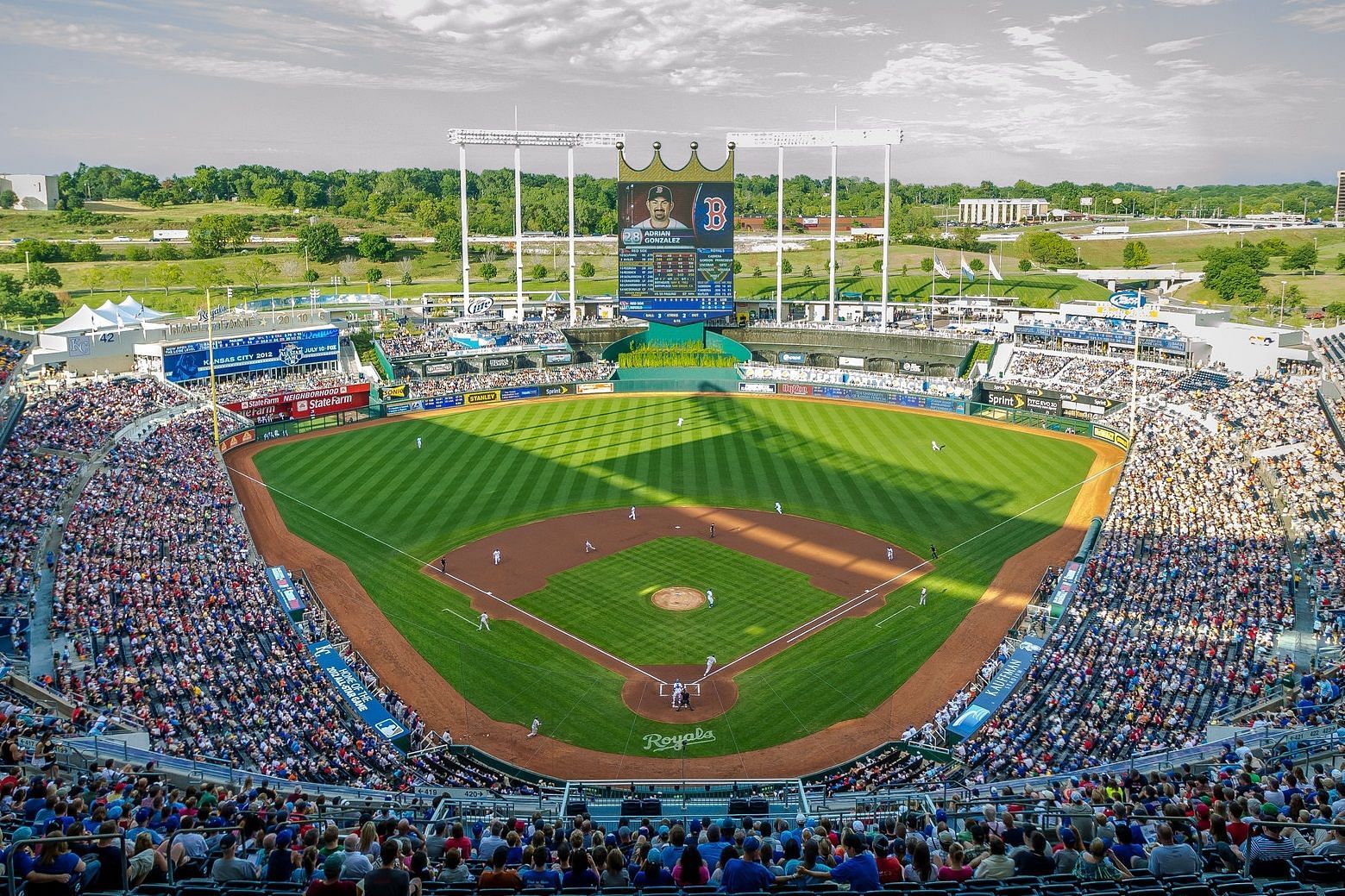 Kauffman Stadium, opened in 1973, is the home of the Kansas City Royals, Kansas City, Missouri.