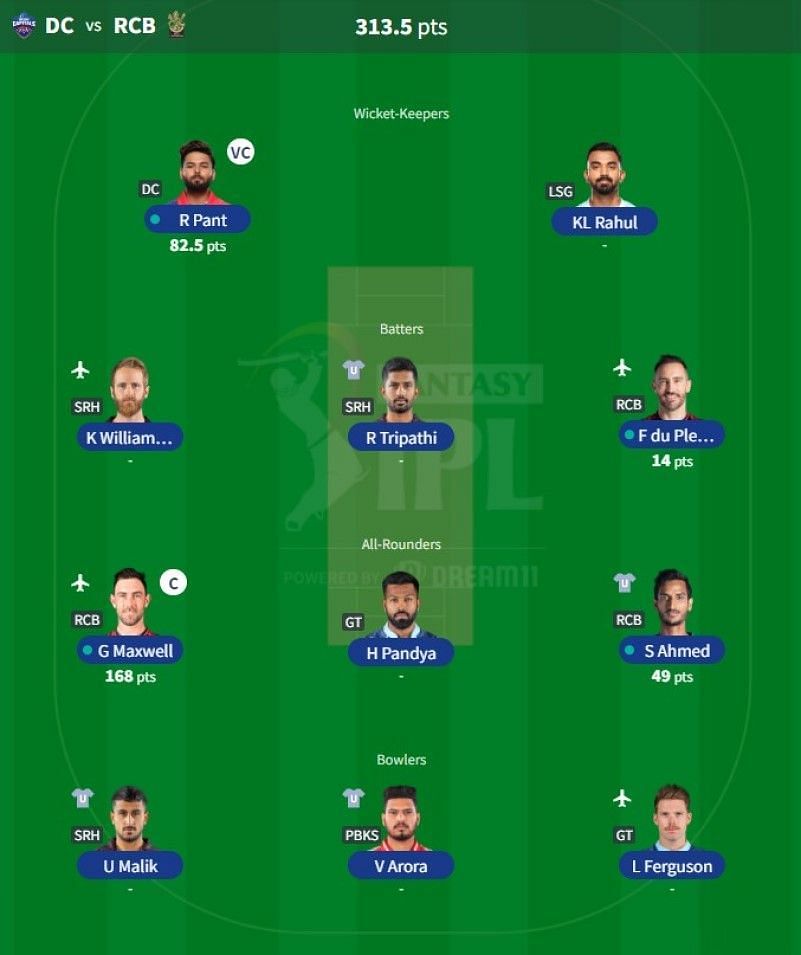 The IPL Fantasy team has been suggested for Match 27 - DC vs RCB.