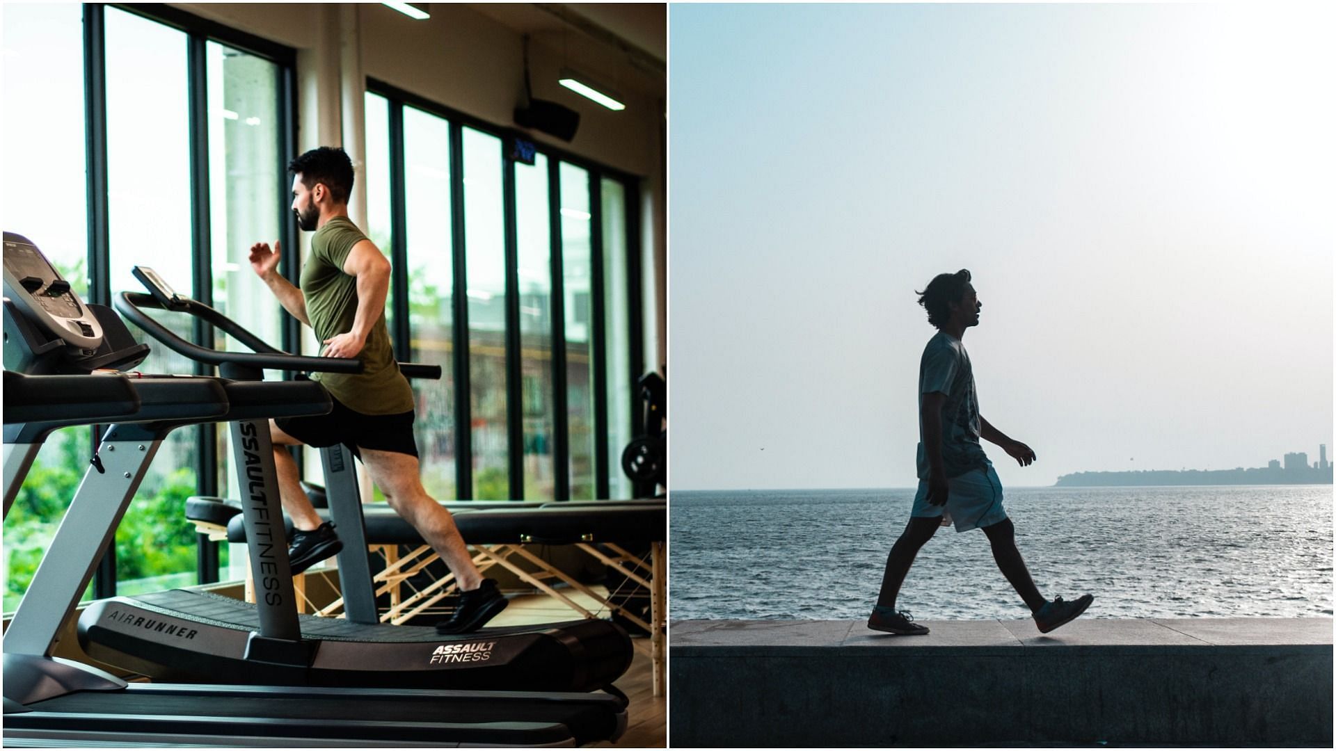 Treadmill Vs Walking Outside. (Image by William Choquette (left), Yogendra Singh (right) / Pexels)