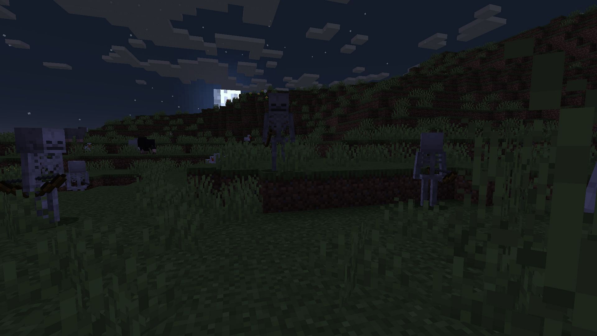 Skeletons at night (Image via Minecraft)
