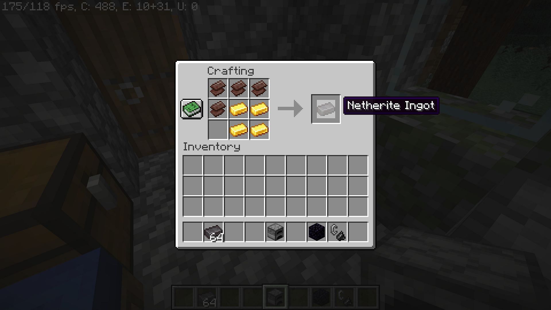 Scraps combined with gold ingots to give netherite (Image via Minecraft)
