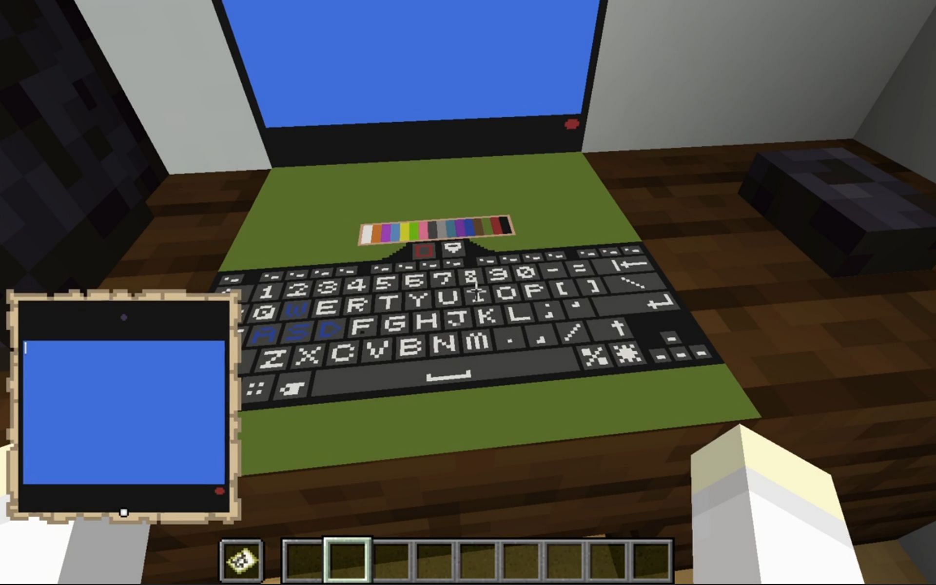 Realistic keyboard using map art, datapack, and commands (Image via u/CivetKitty Reddit)