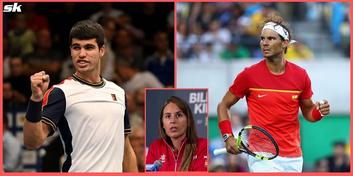 Anabel Medina Garrigues [inset] believes Carlos Alcaraz [left] is a worthy replacement for the 21-time Major champion.