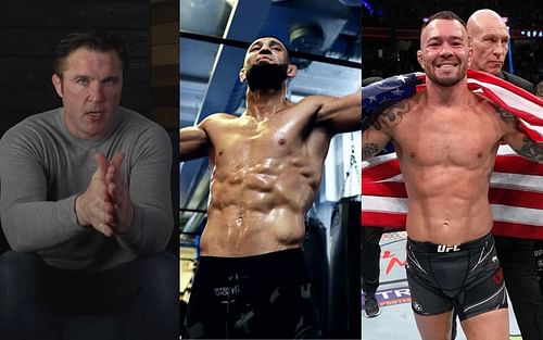 Chael Sonnen (left), Khamzat Chimaev (center), Colby Covington (right) [Image courtesy: Chael Sonnen via YouTube, @khamzat_chimaev and @colbycovmma via Instagram]