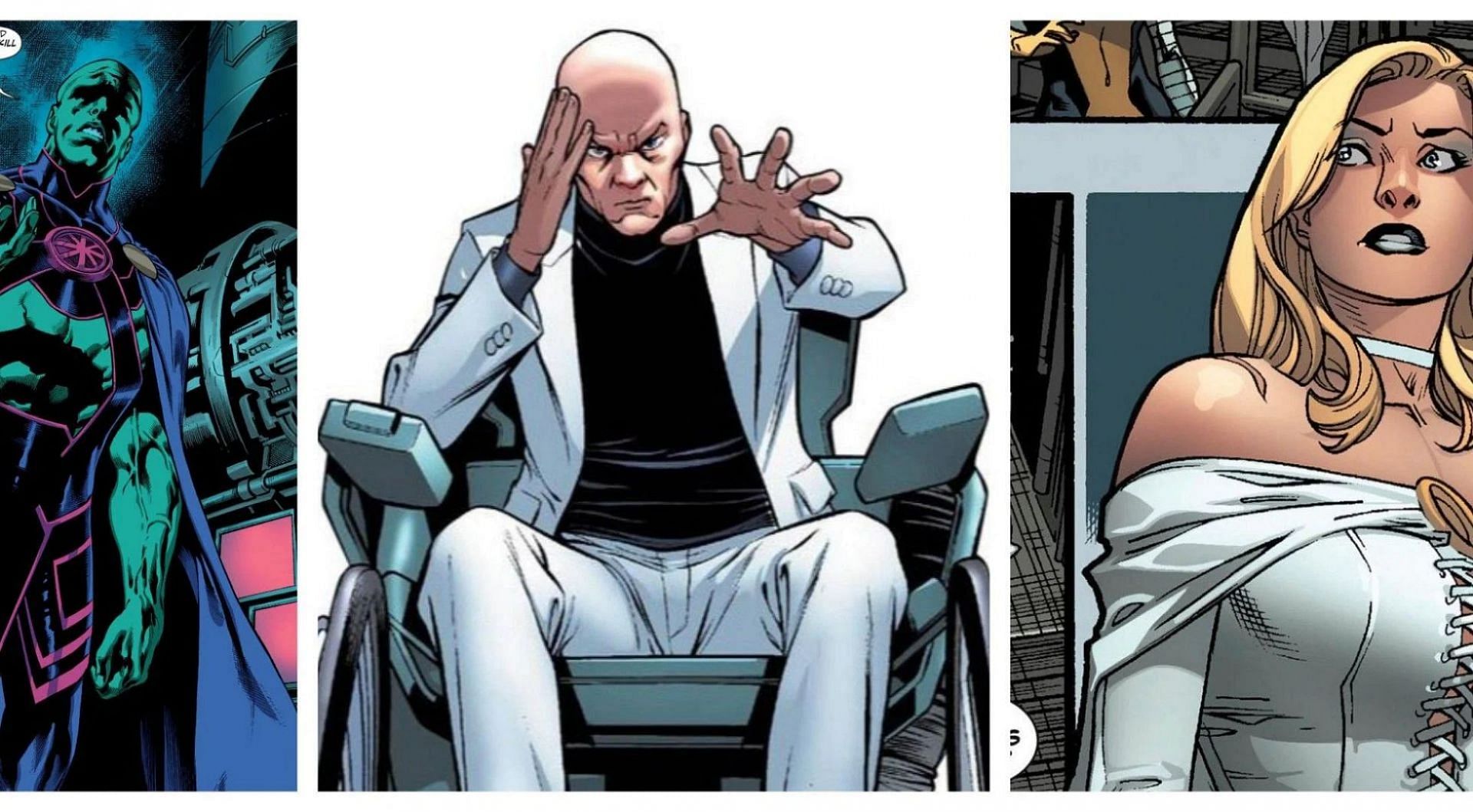 Martian Manhunter, Professor Xavier, and Emma Frost (Images via Marvel and DC Comics)