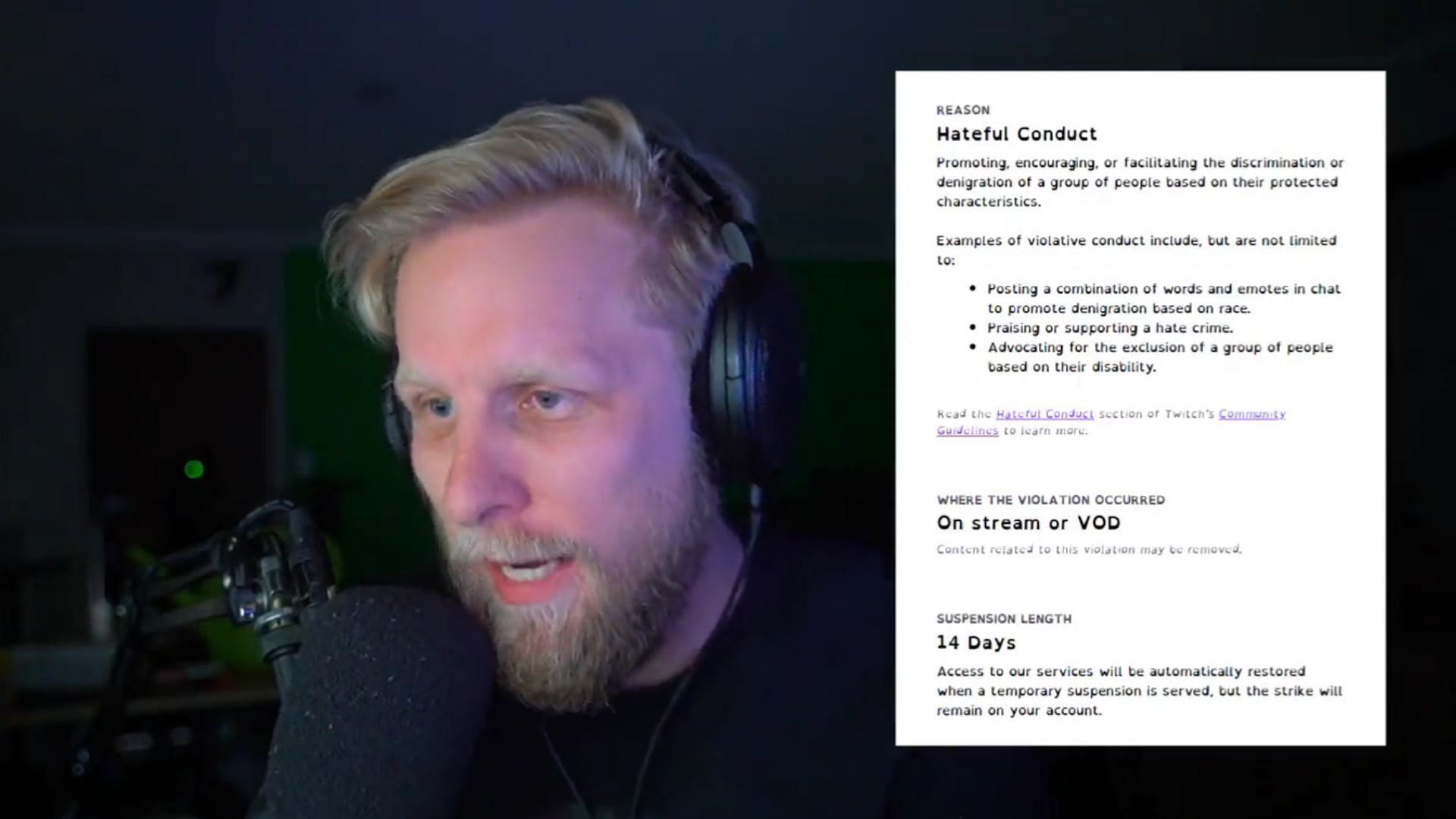 Quintin &quot;Quin69&quot; Crawford explains why he has been banned from Twitch for the third time (image via quinrex/Twitter)