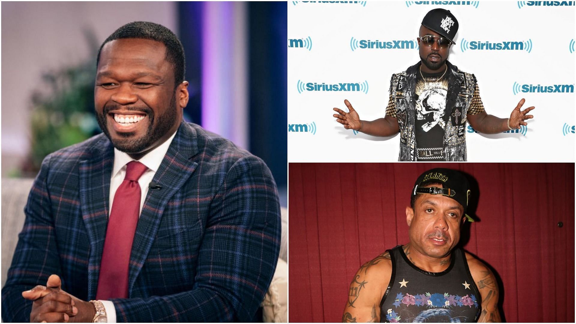 50 Cent called Young Buck and Benzino gay in a Twitter post (Images via Weiss Eubanks, Cindy Ord and Thaddeus McAdams/Getty Images)
