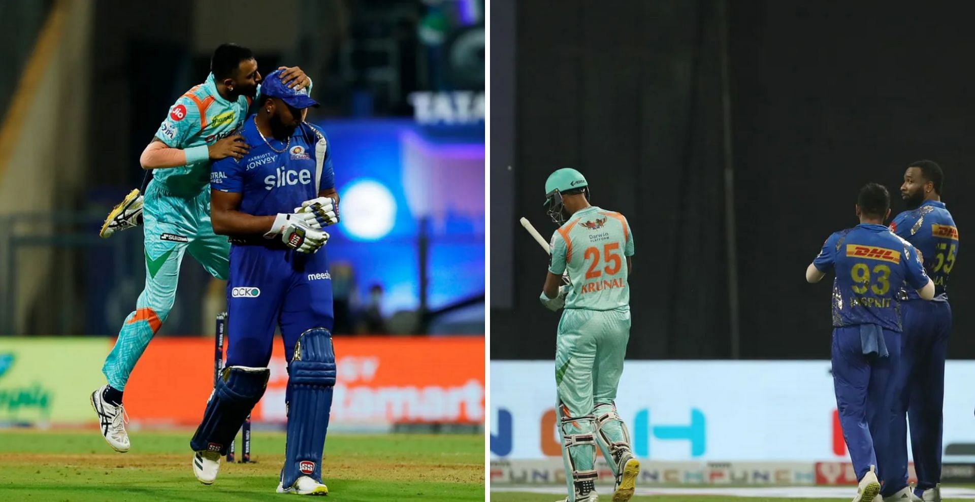 Krunal Pollard and Kieron Pollard gave send-offs after dismissing each other (Credit: BCCI/IPL)