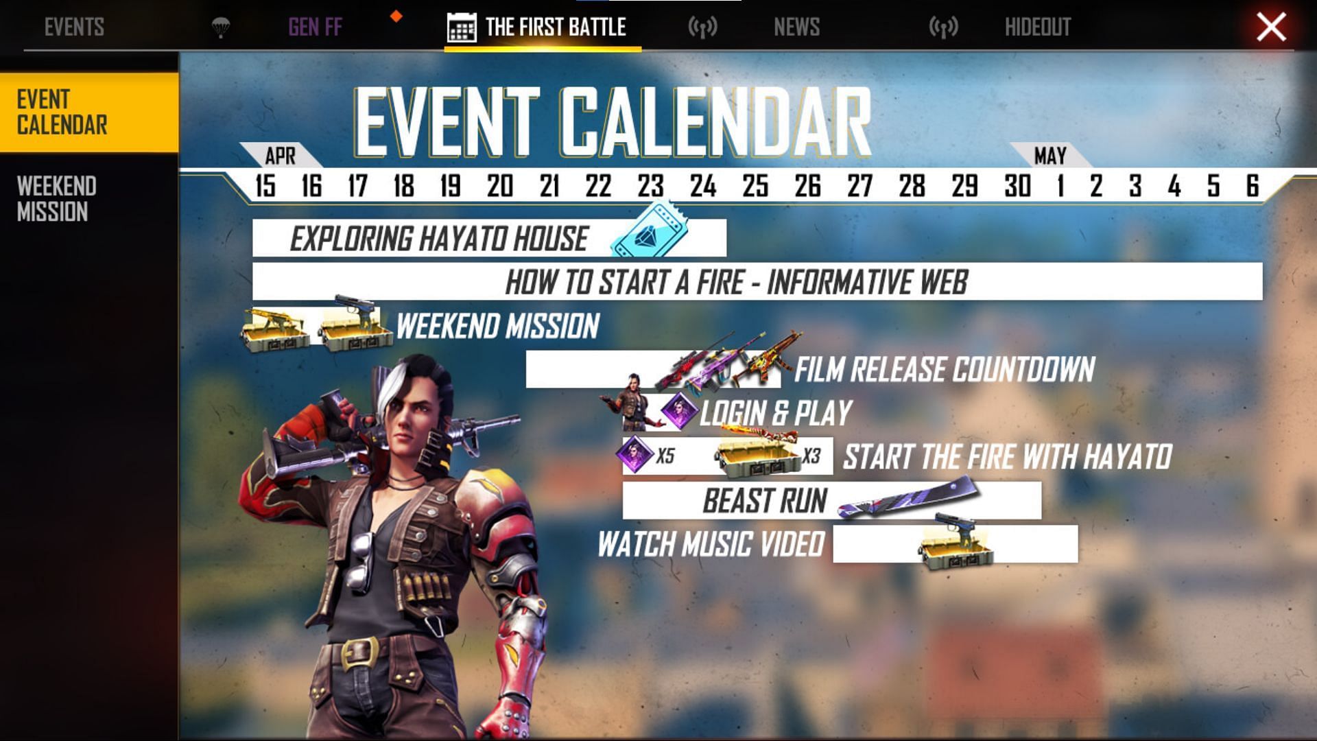 Select the Weekend Mission tab (Image via Garena)