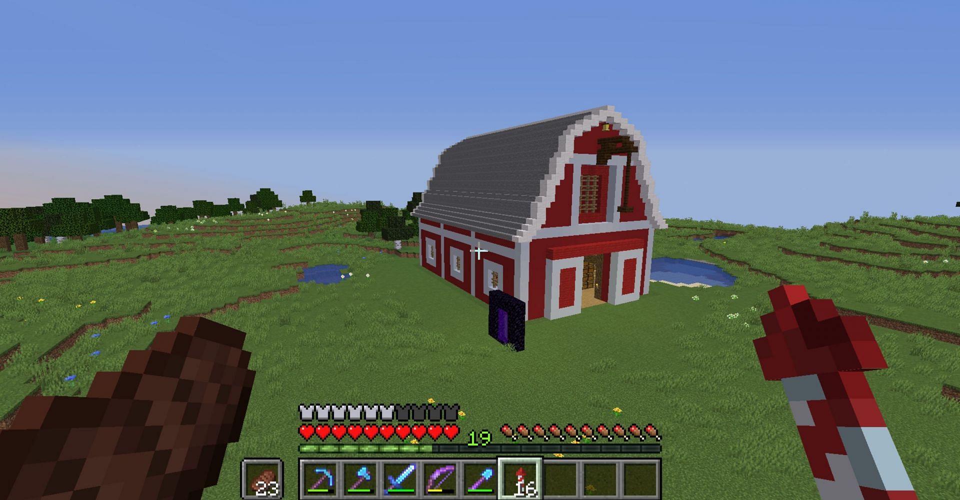 Barns in Minecraft come in many shapes and sizes (Image via u/CraaZzy__/Reddit)