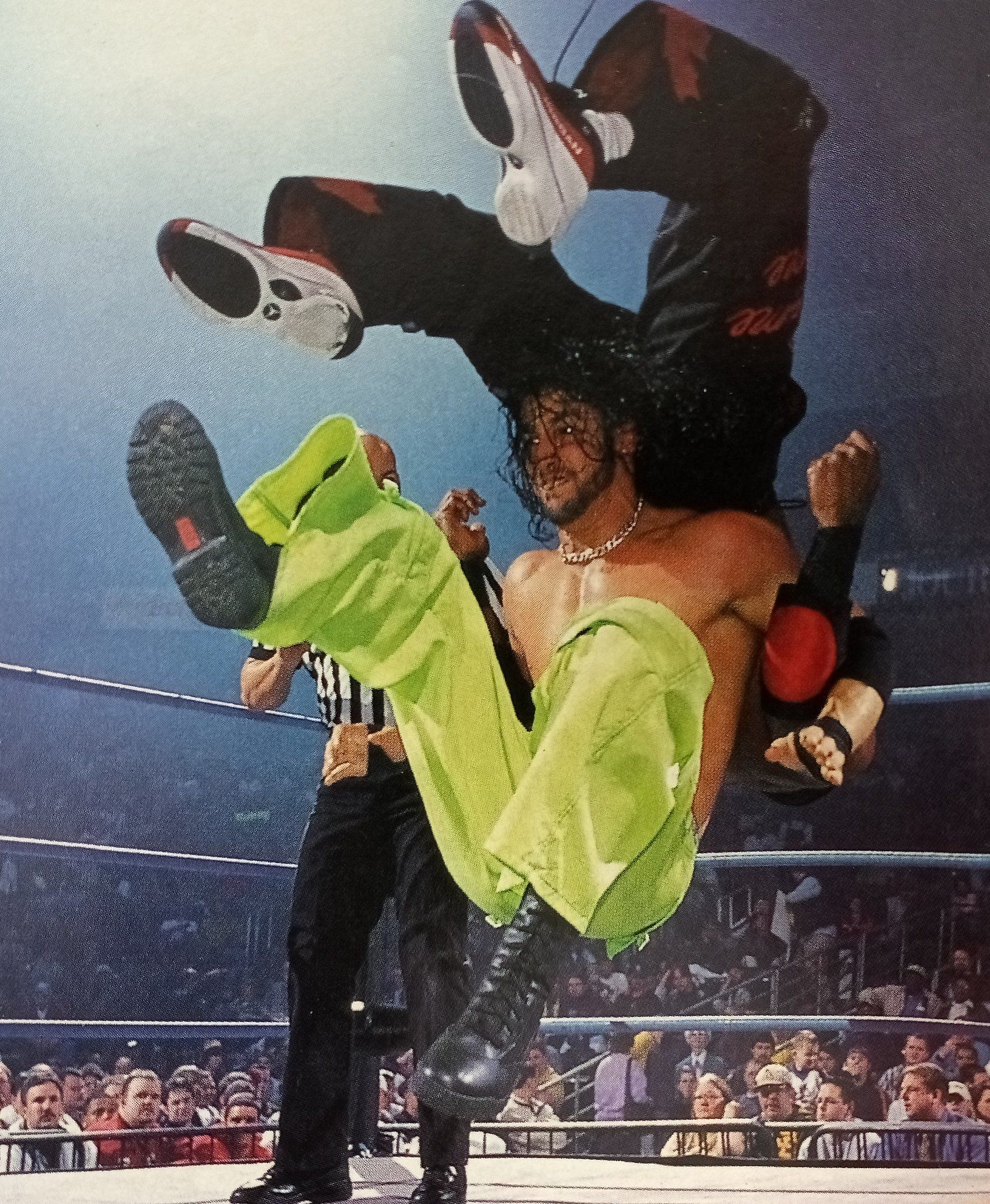 Gregory Helms as &quot;Sugar Shane Helms&quot; in WCW, performing his iconic finisher- &quot;The Vertebreaker&quot;