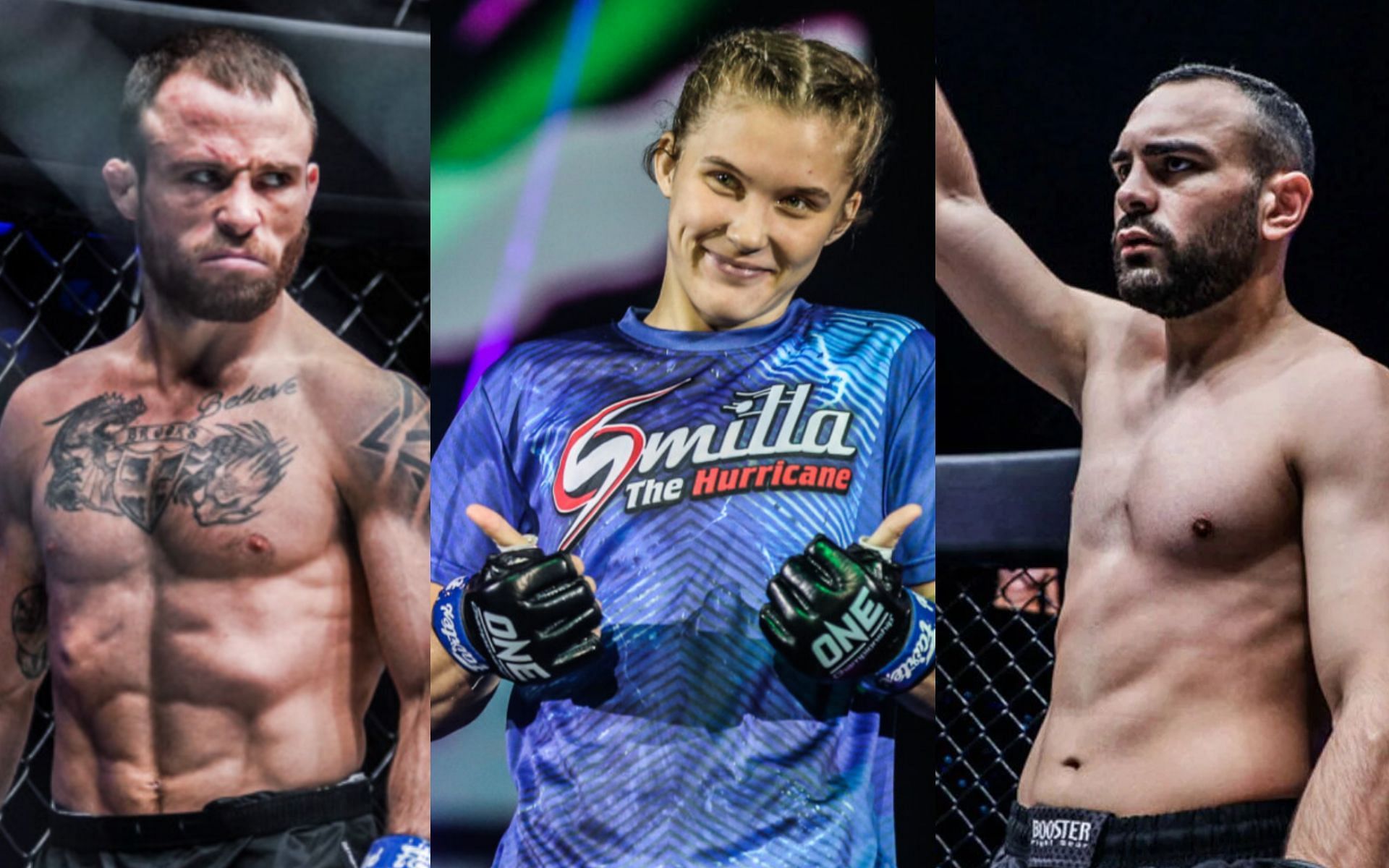 (Left to right) Jarred Brooks, Smilla Sundell, and Arian Sadikovic [Photos: ONE Championship]